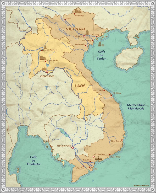 Carte géographique Vietnam et Laos